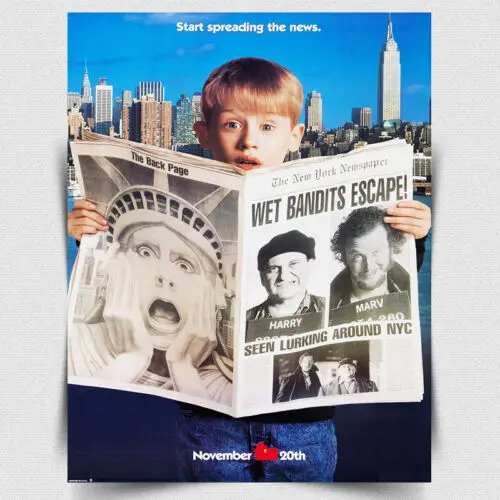 HOME ALONE 2 METALLSCHILD WANDPLAKAT Retro-Posterdruck aus Aluminium