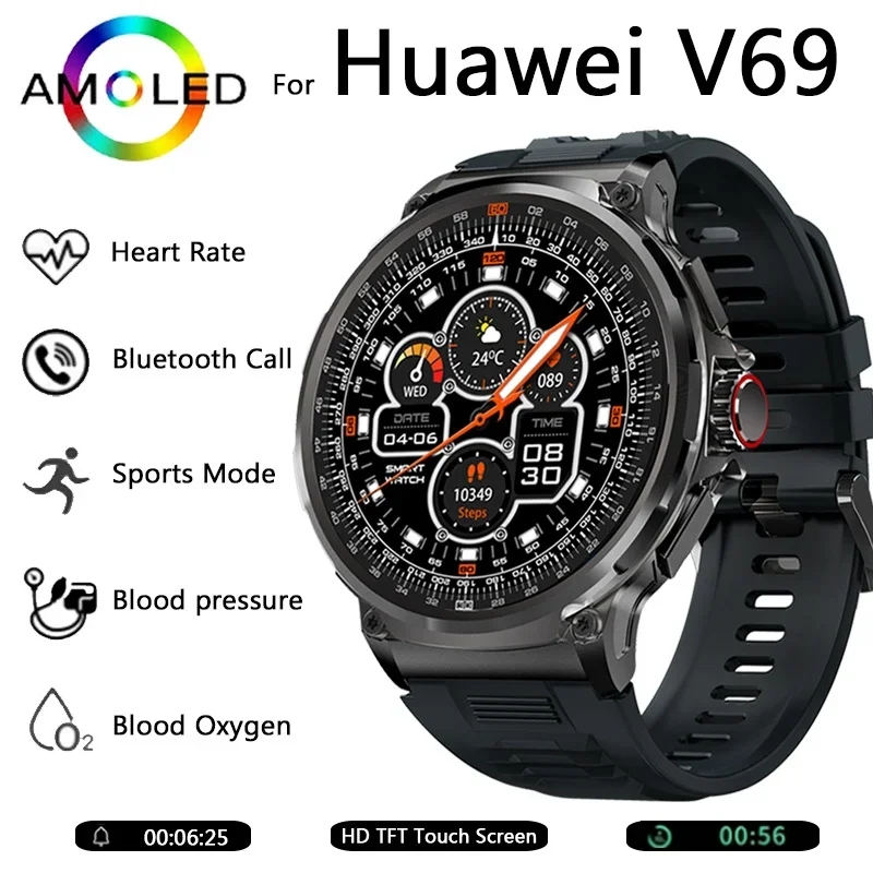 لهواوي Smartwatch الرجال الرياضة في الهواء الطلق بلوتوث الحديث GPS الحركة المسار سعة كبيرة بطارية معدل ضربات القلب مقاوم للماء ساعة ذكية