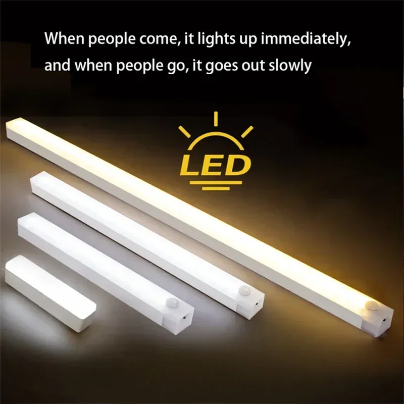 Luzes noturnas LED sem fio com sensor de movimento, detector de luz, lâmpada de parede decorativa, decoração do quarto, escada, armário