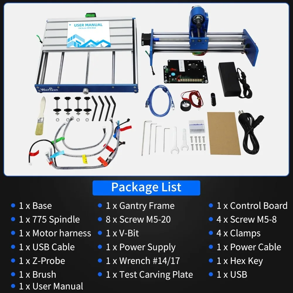 CNC Router Machine 3018 Blue All-Metal for Beginner with Emergency-Stop 3 Axis GRBL Control Engraving Machine Milling Carving