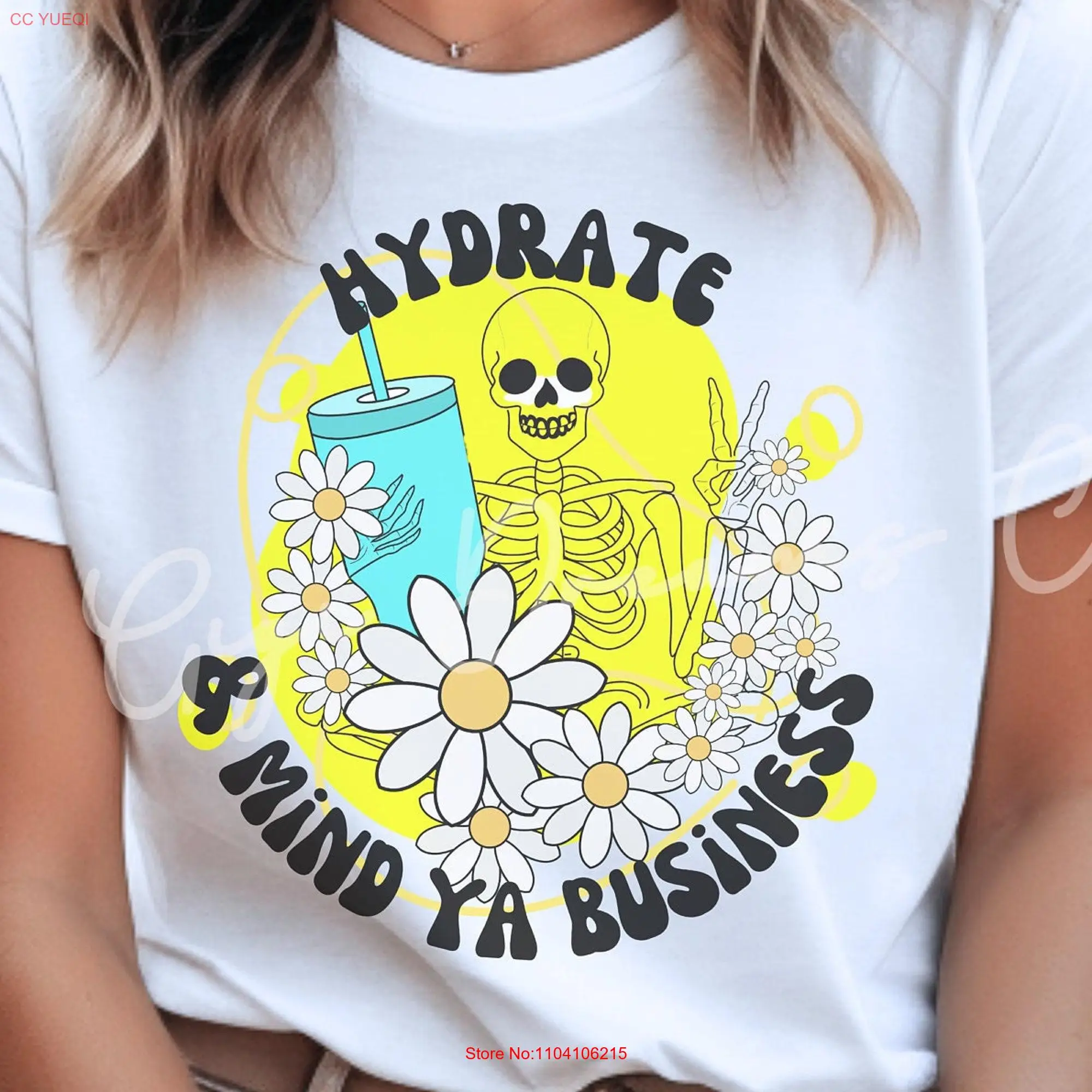 Hydrate and Mind Ya Business T Shirt Summer Skeleton Trendy Cup Stay Hydrated Funny Drink Your Water