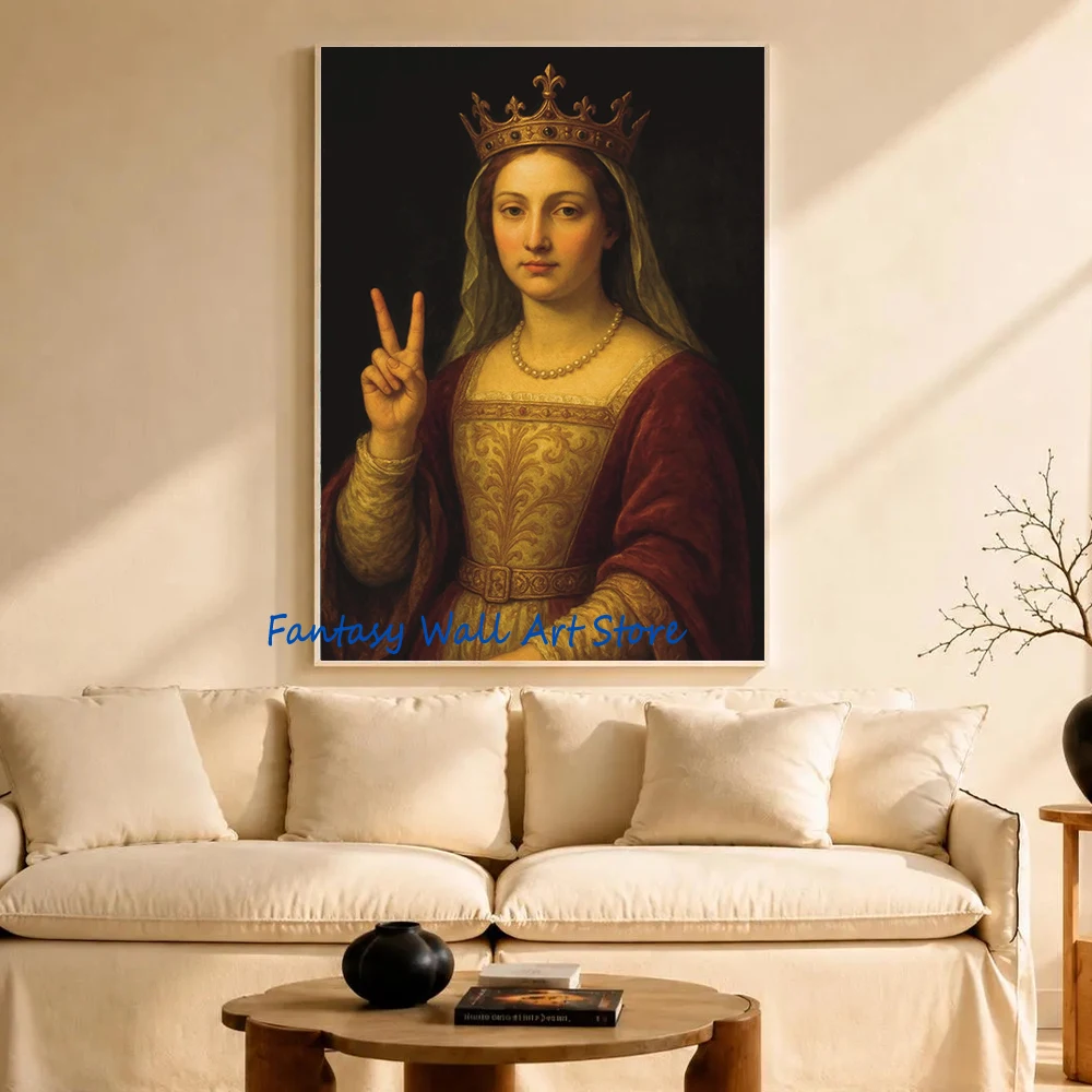 Renaissance Paintings Funny Renaissance Style Famous People Painting Poster Royal Lady King Louis Aesthetic Canvas Prints Decor