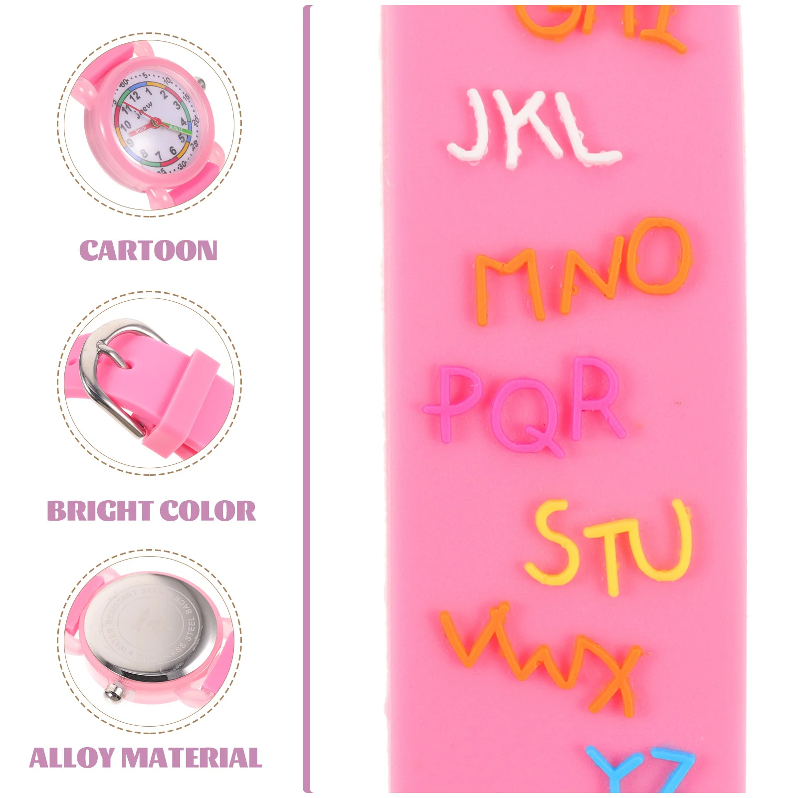 ساعة كرتونية ثلاثية الأبعاد للأطفال، ساعة تعلم وقت السبائك للأطفال الصغار، تصميم لطيف، لمسة نهائية ناعمة لامعة للأولاد والبنات