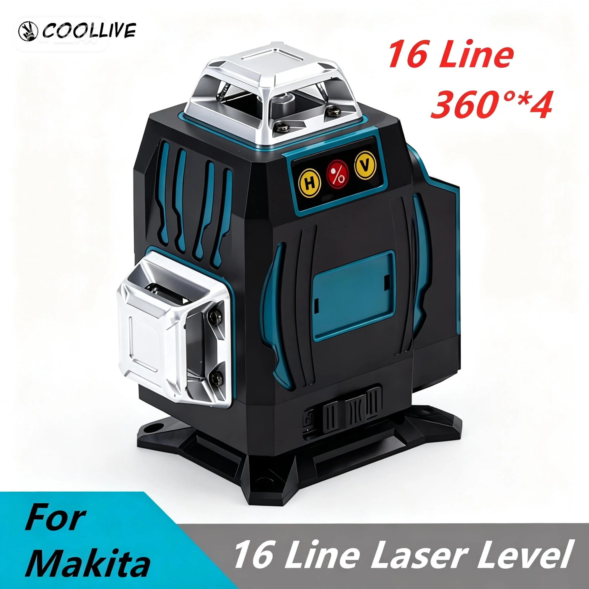 4D 16 Line Laser Level 360°Horizontal Vertical Green Laser Automatic Self-Leveling Building Power Tools For Makita 18V Battery