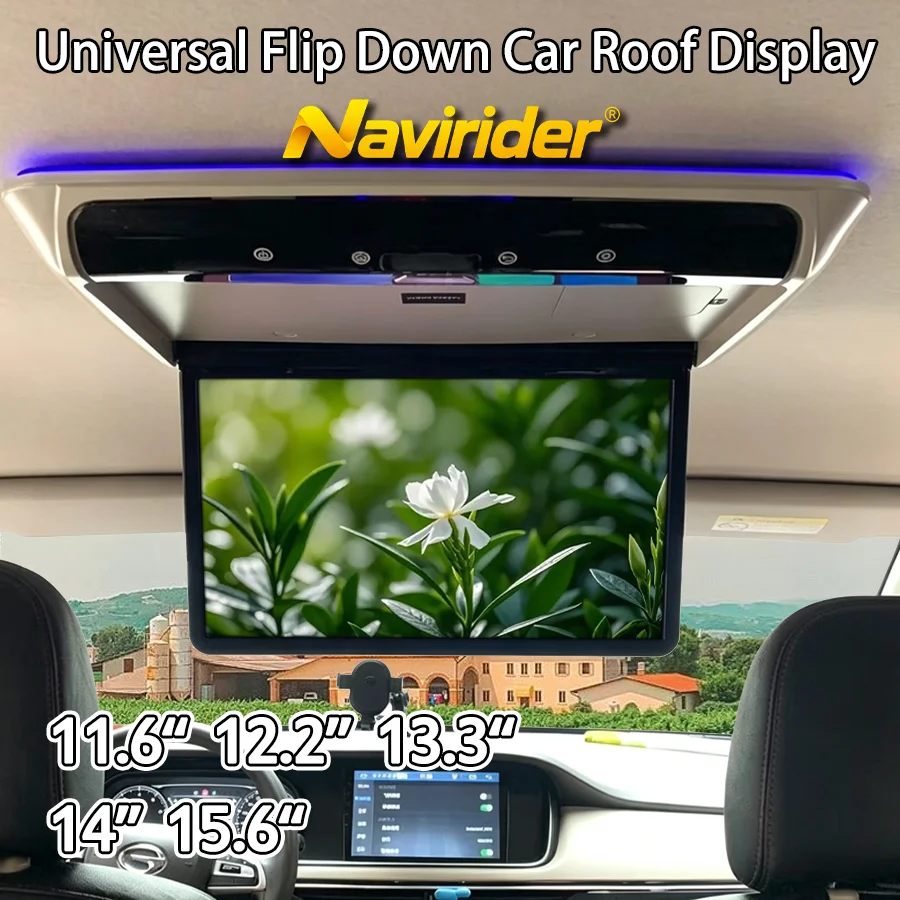 Android 16 Universal Flip Down screen Multimedia Video Player With HDMI Car Roof Ceiling Monitor MP5 Car Entertainment Display