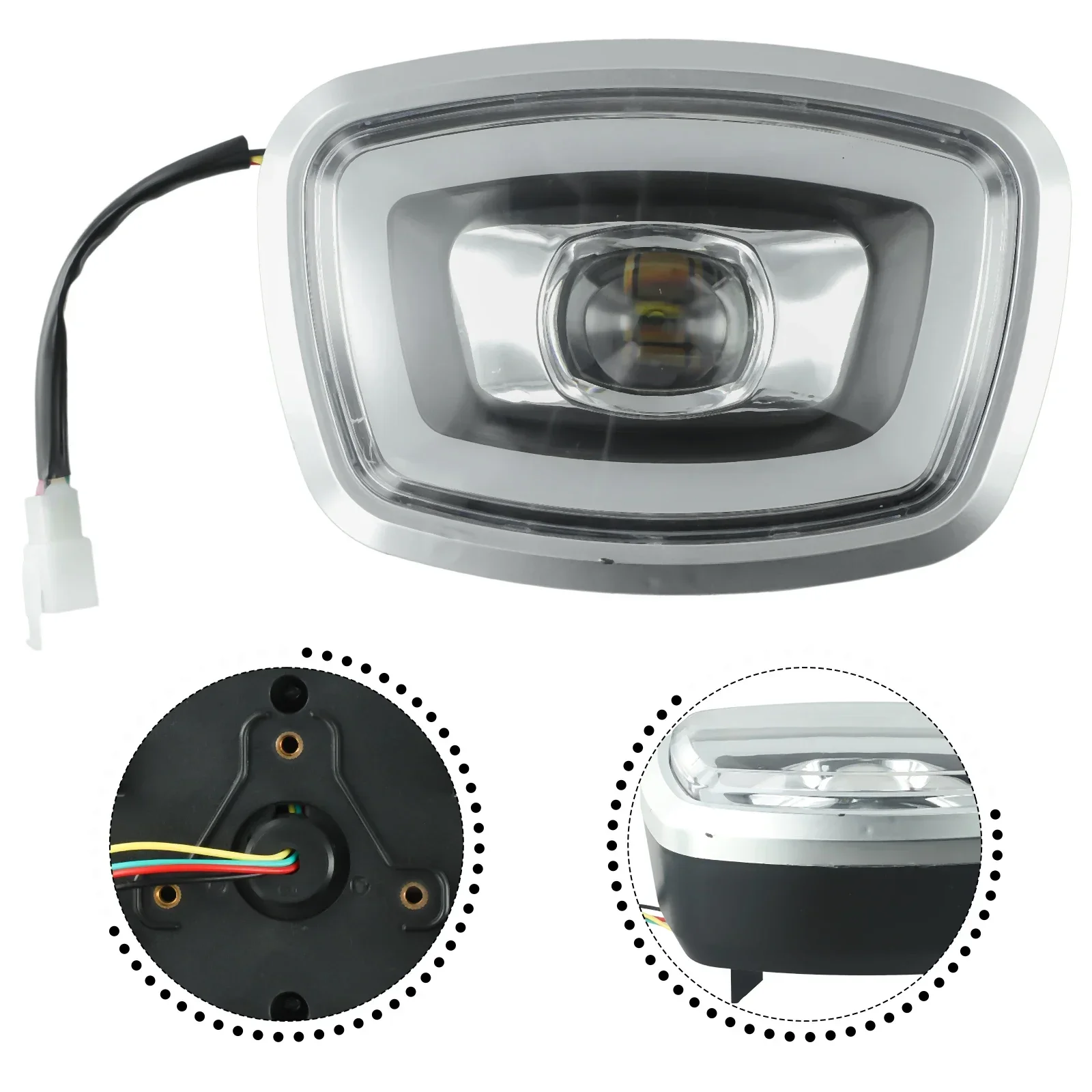 Farol LED para bicicleta elétrica Triciclo de motocicleta Múltiplos Modos de Exibição Design de Lente Alta Suporta 12V, 36V, 48V, 60V, 72V