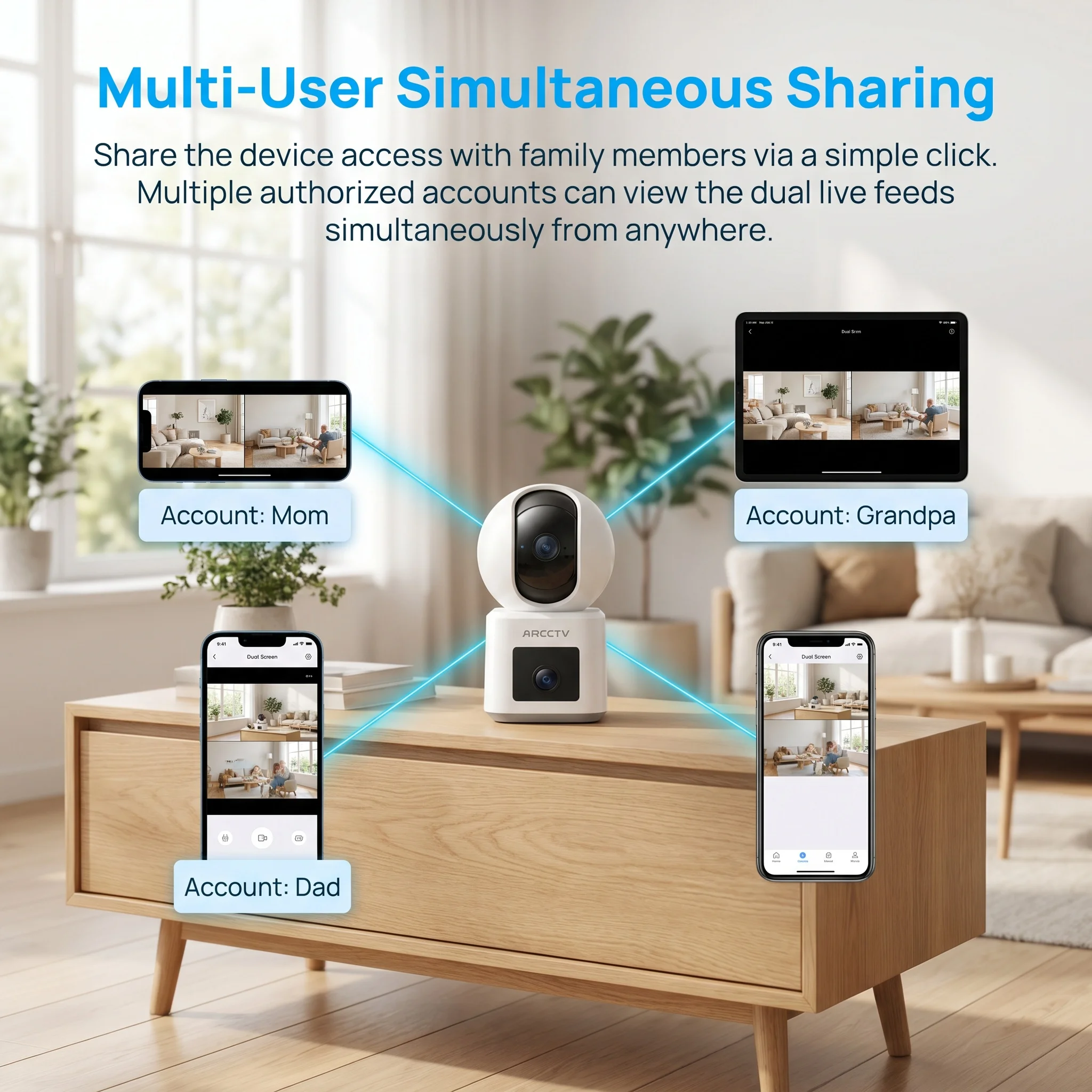ARCCTV 4MP Dual-Objektiv WLAN-Überwachungskamera HD Zwei-Wege-Kommunikation IR-Nachtsicht Sicherheits-Drahtloskamera 360° ° Automatische Verfolgung anzeigen – Detail 7