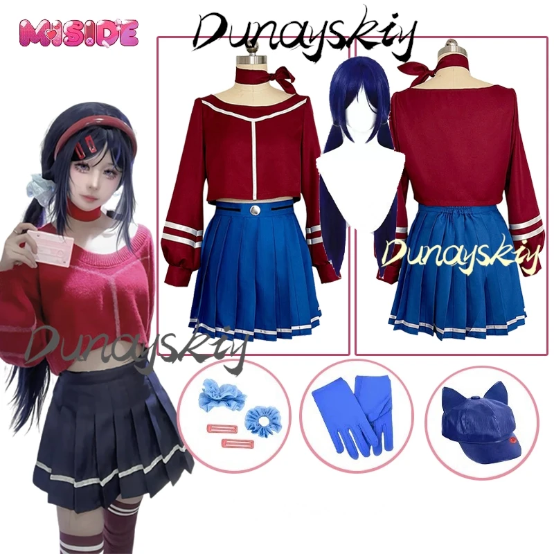 Anime Horror Game MiSide Cosplay Mita Мита Costume JK School Uniform Cute Lolita Dress Wigs For Girls Halloween Customized
