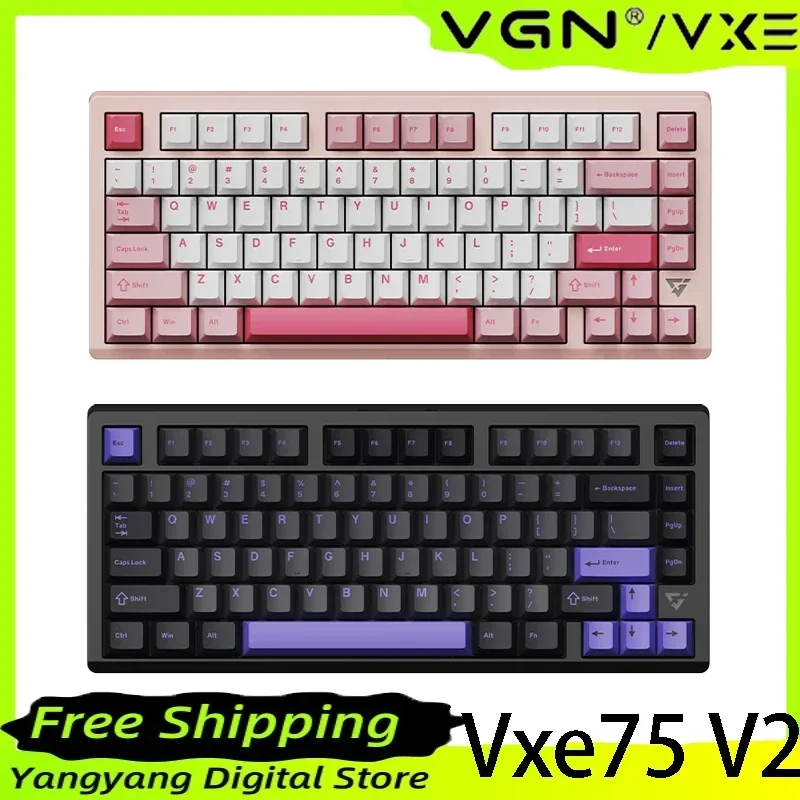 New Vgn Vxe75 V2 Mechanical Keyboard Aluminum SMART SPEED X Low Delay Wireless Gaming Keyboard RGB PC Gamer Accessories