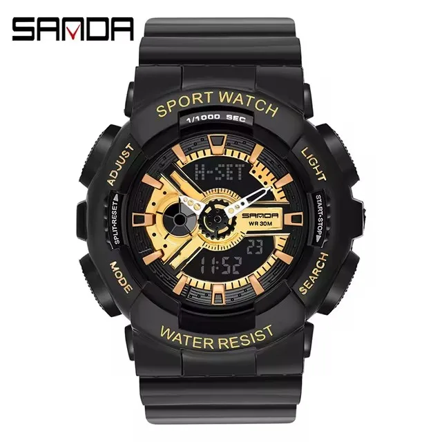 SANDA 292  Women Outdoor Watches Sport  Alarm Clock Waterproof Shock Military LED Display Shock Wristwatch for Ladies