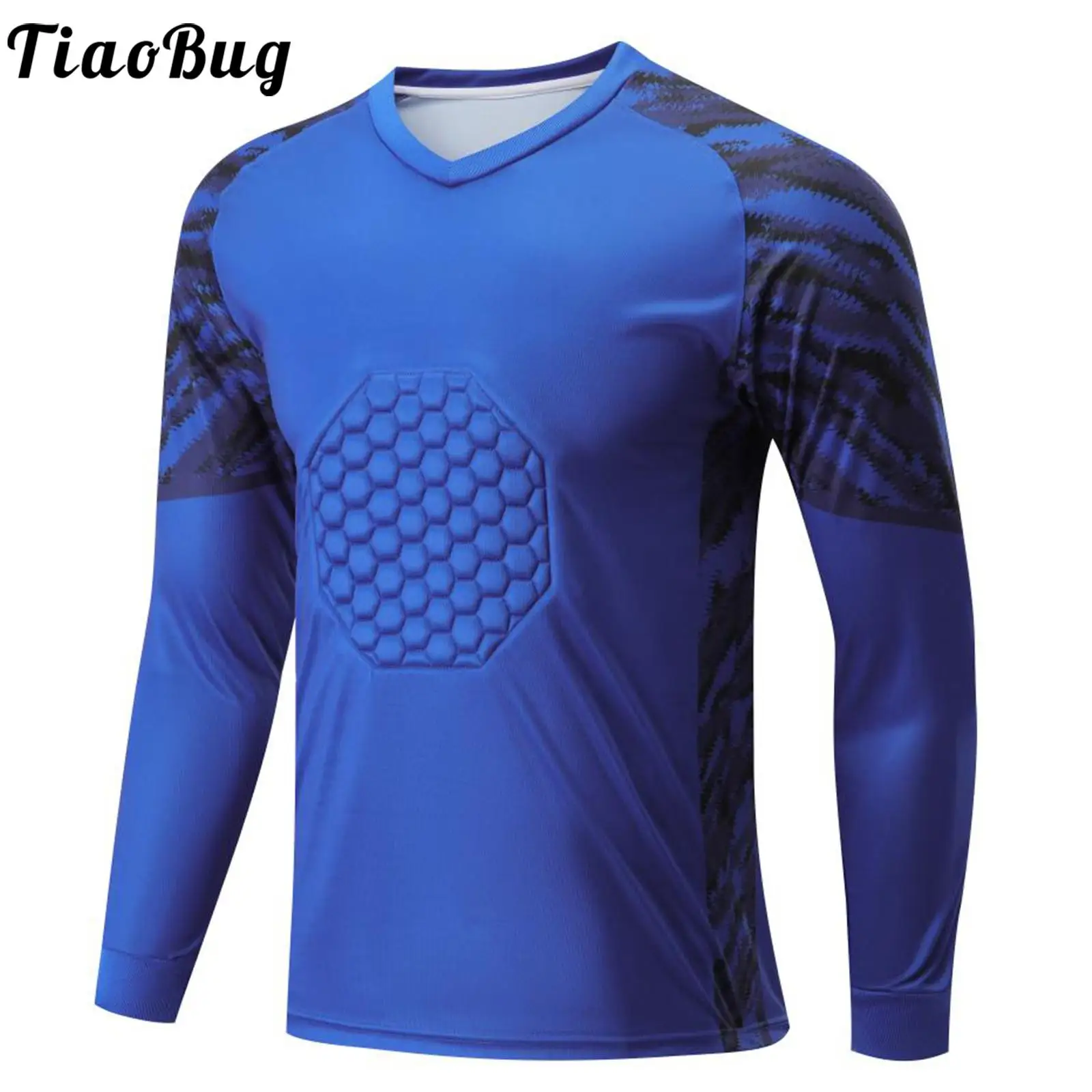 Kids Boys Long Sleeve Breathable Sport Tops Protective Sponge Pads Goalie Jersey Top Football Basketball Soccer Goalkeeper Wear