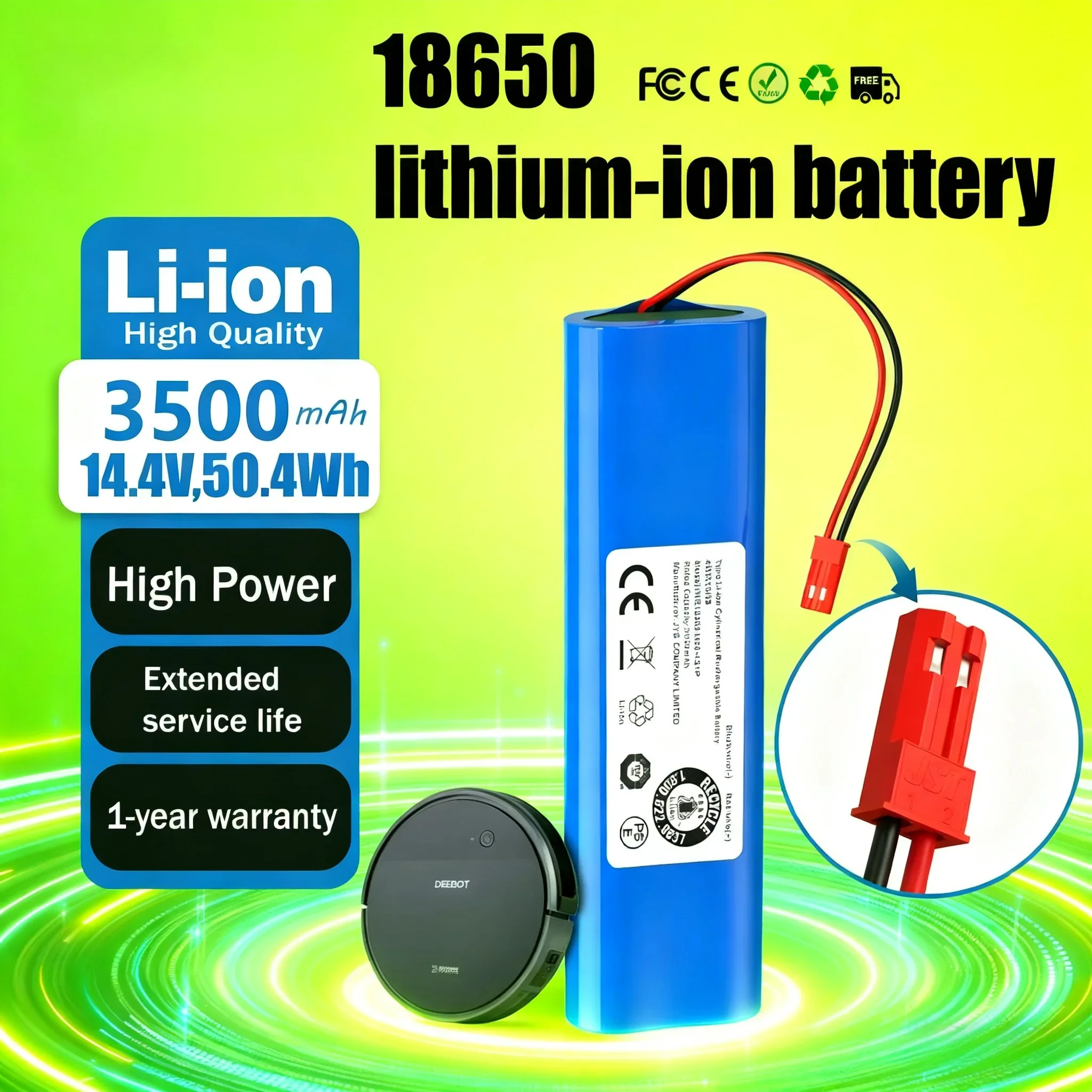 

Rechargeable Battery for ilife V50 V55 V8s V3s Pro V5s Pro V8s X750 Robot Vacuum Cleaner 18650 lithium Battery 14.4V 12800mAh