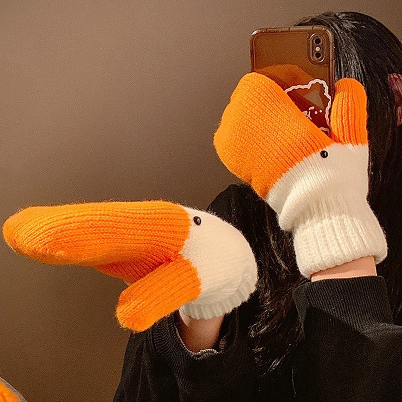 【Nr. Lustige Winter-Gans-Strickhandschuhe für Damen – verdickte Wolle, warmes, kältebeständiges Design, perfekte Geschenkauswahl
