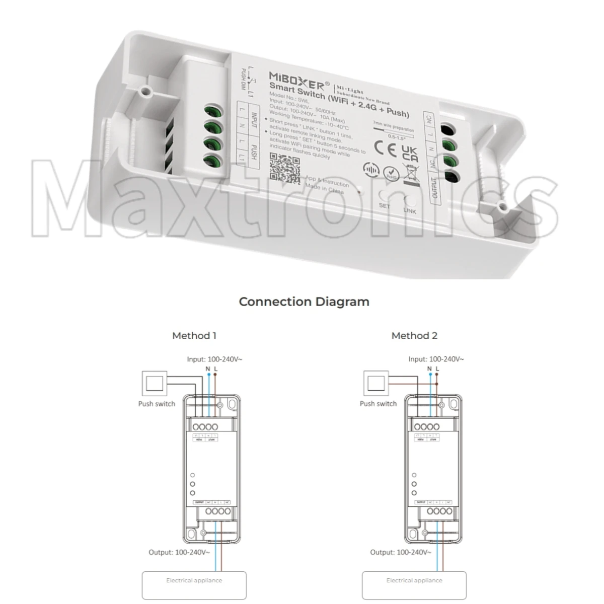 Miboxer 2.4G Smart Switch WiFi SWL/PUSH SWR Remote Control LED Lights 10A AC100-240V Support Tuya Smart App Control Multi Timmer