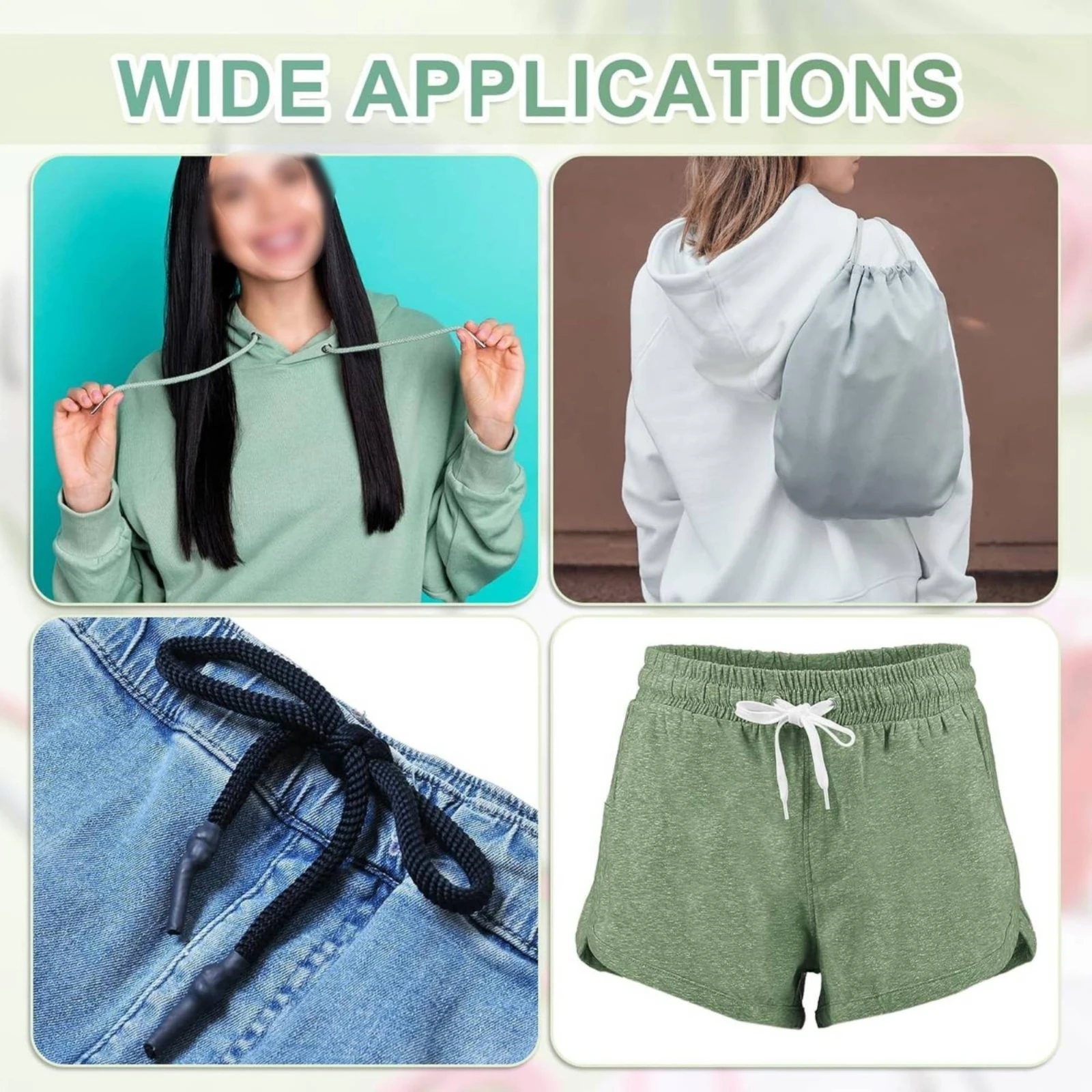 2 Pieces Replacement Drawstring with Easy Threader Reinforced Hoodie String Replacement Fastener Soft for Crafters