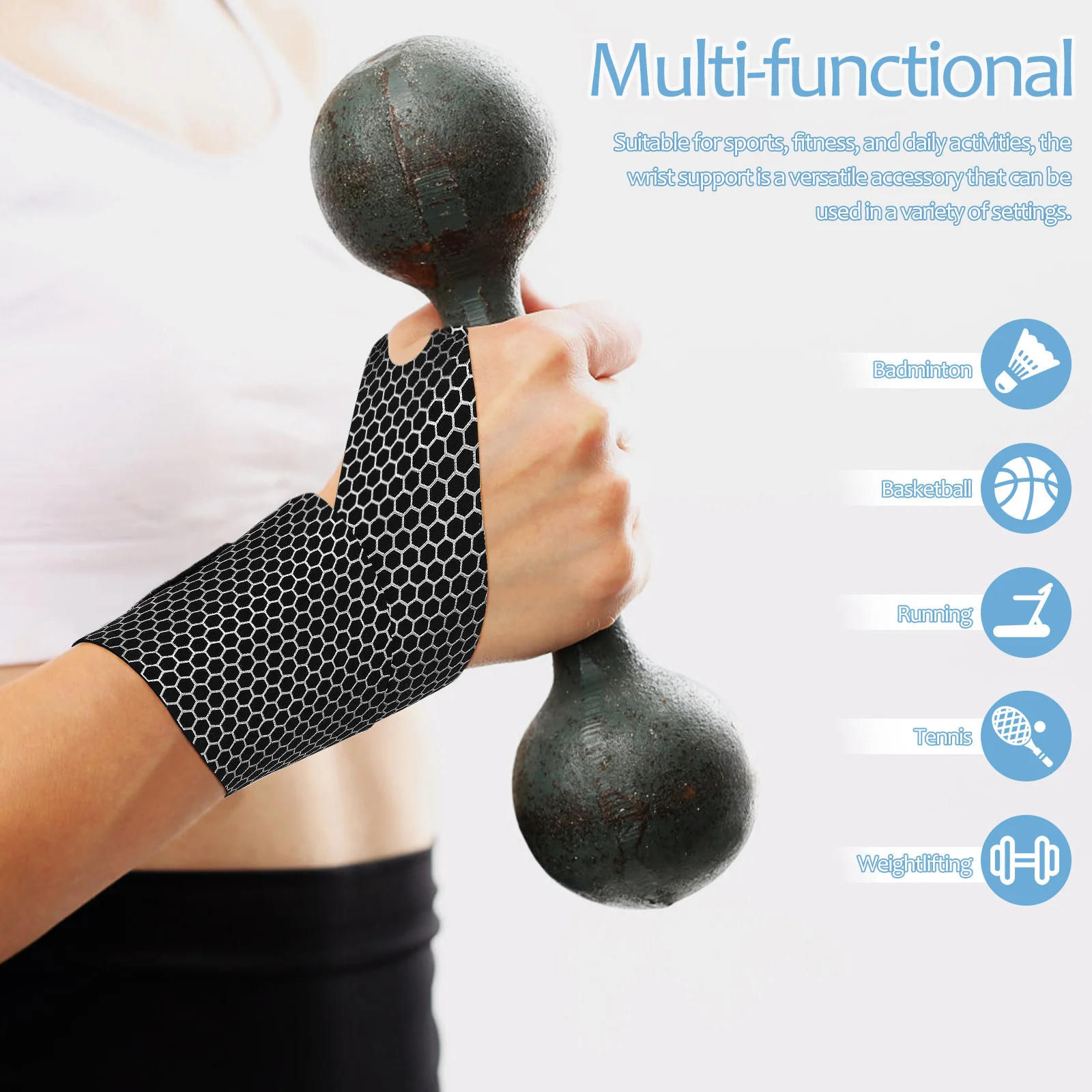 

2Pcs Breathable Wrist Support Bands Adjustable Strong Nylon Wrist Brace for Gym Workout Carpal Tunnel Pain Relief