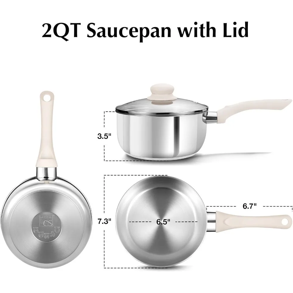 KOCH SYSTEME CS Stainless Steel Saucepan with Lid Set Heat Insulating Bakelite Handles Cookware Set Induction Compatible