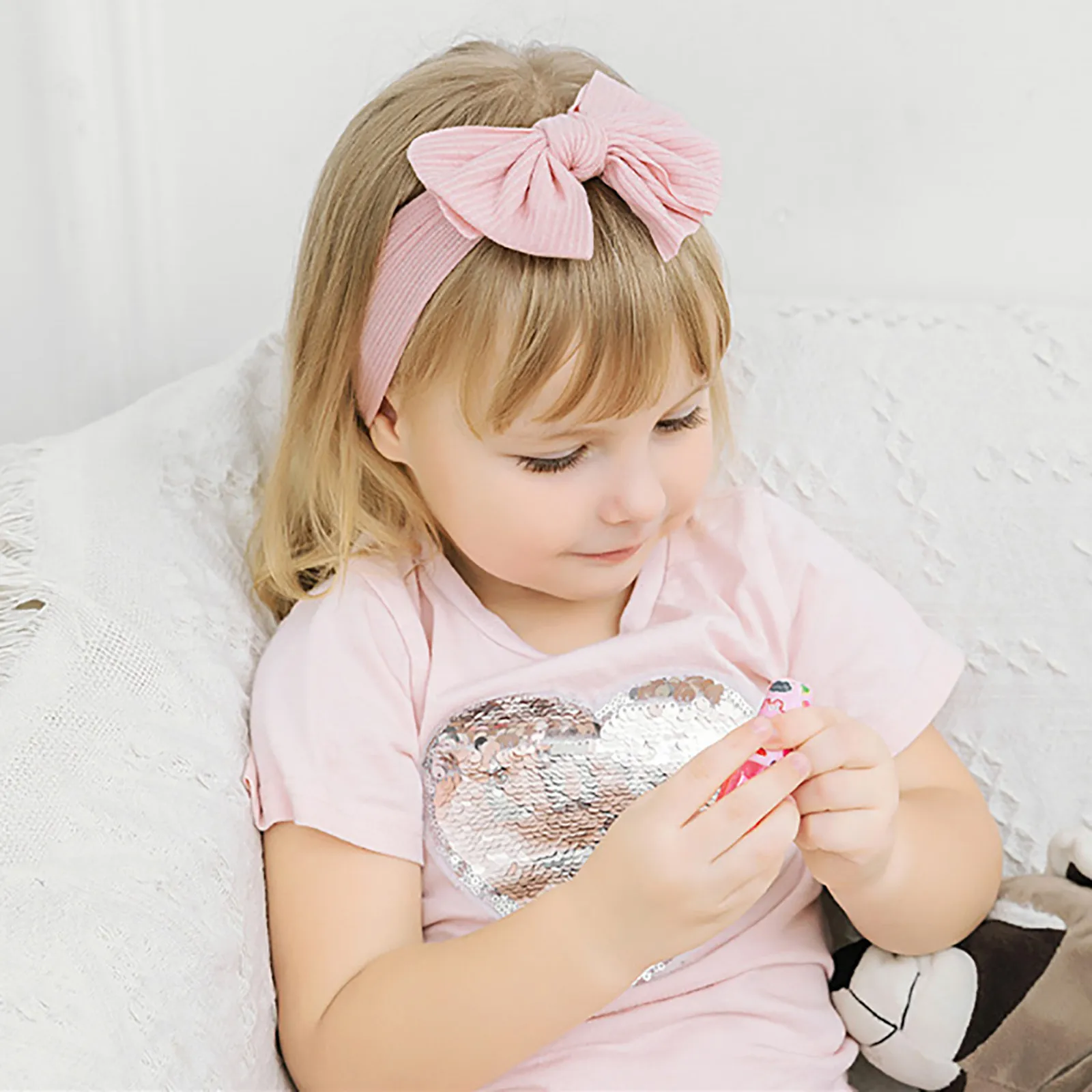 

Solid Color Bows Headband Children'S Bow Headband Baby Girls Elastic Hair Band Cotton Kids Headwear Baby Hair Accessories