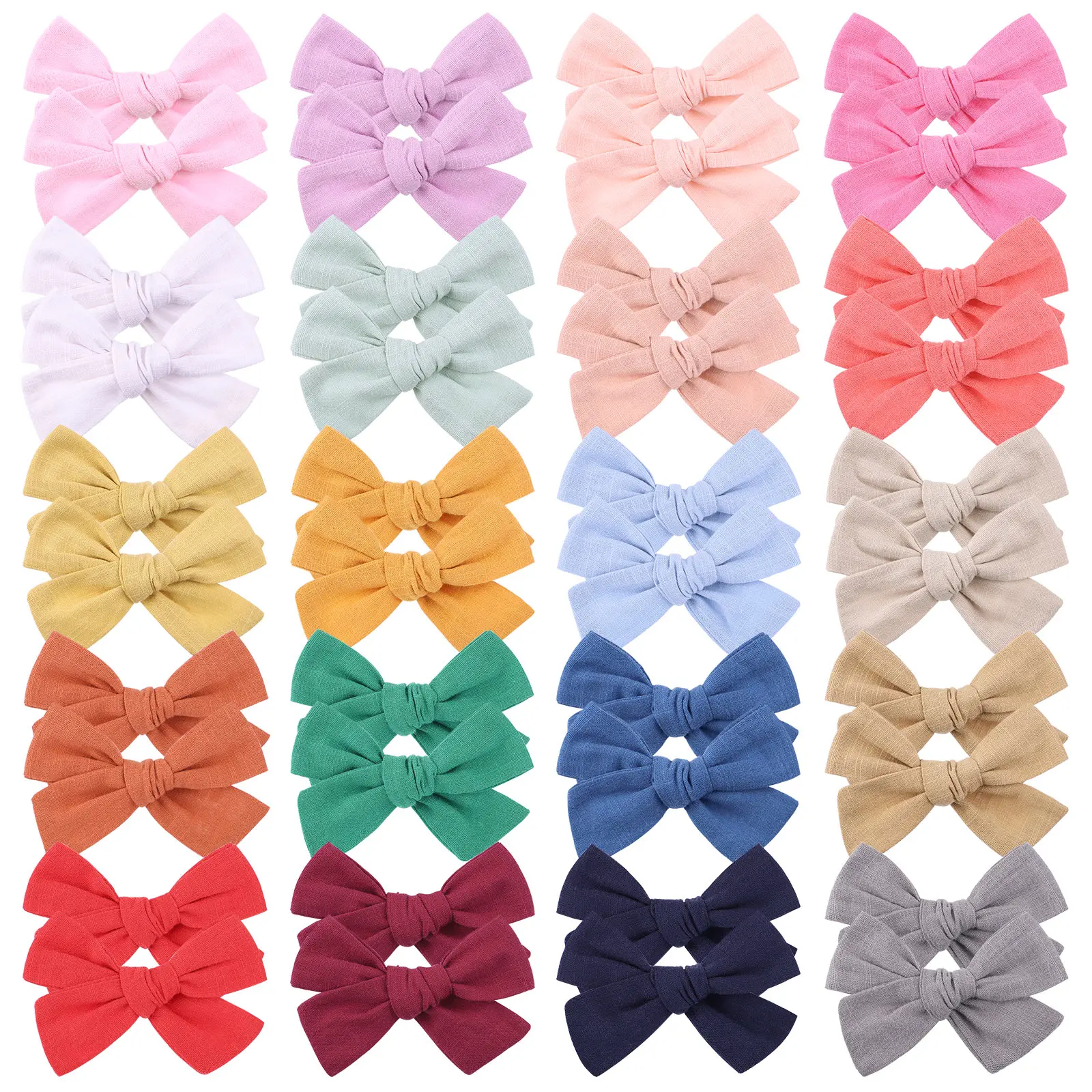 

2Pcs/Set 3.8'' Solid Color Cotton Kids Bows Hair Clips For Girls Bowknot Hairpins Children Barrettes Headwear Hair Accessories