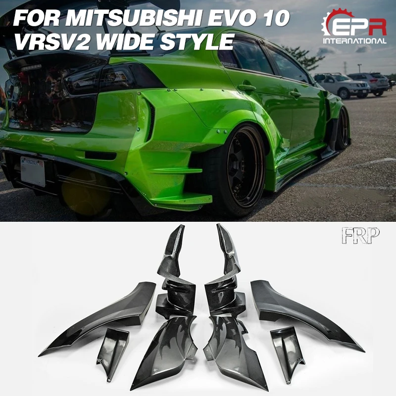 

Car-styling VRSV2 Wide Style Fiberglass Rear Fender Kit FRP Fiber Glass Wheel Arch Flare Cover Set Fit For Mitsubishi X EVO 10