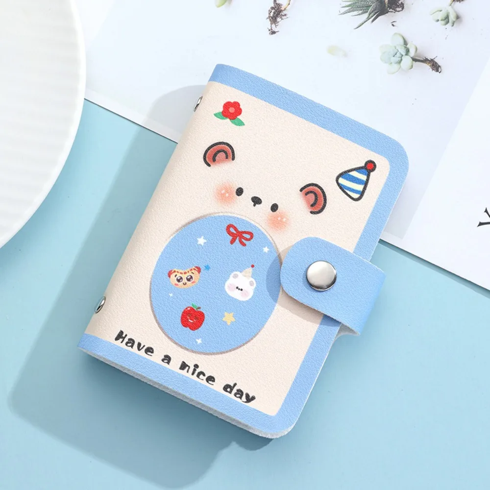 لطيف بو الجلود حامل البطاقة حالة متعددة فتحة للبطاقات الكرتون الدب IC رخصة القيادة المنظم سعة كبيرة محفظة نسائية للعملات المعدنية فتاة النساء