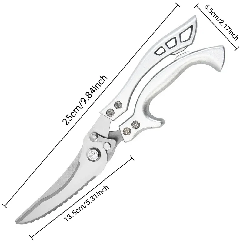 Heavy Duty Kitchen Scissors Multifunctional  Chicken Bone Scissors Stainless Steel Food Scissors For Poultry Fish Bone Cutting