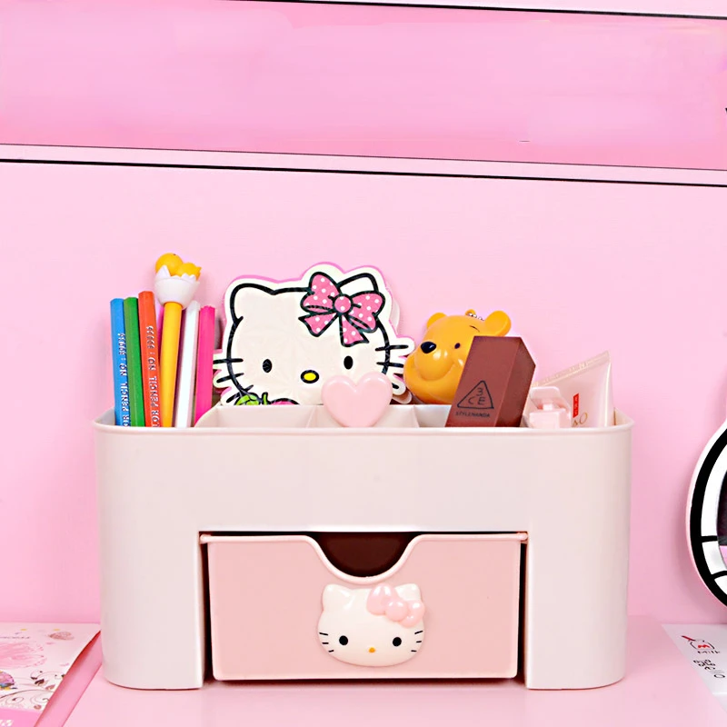 Hello Kitty Desktop Opbergdoos Creatieve Leuke Lade Opslag Mand Cosmetica Briefpapier Organizer Studentenflat Doos