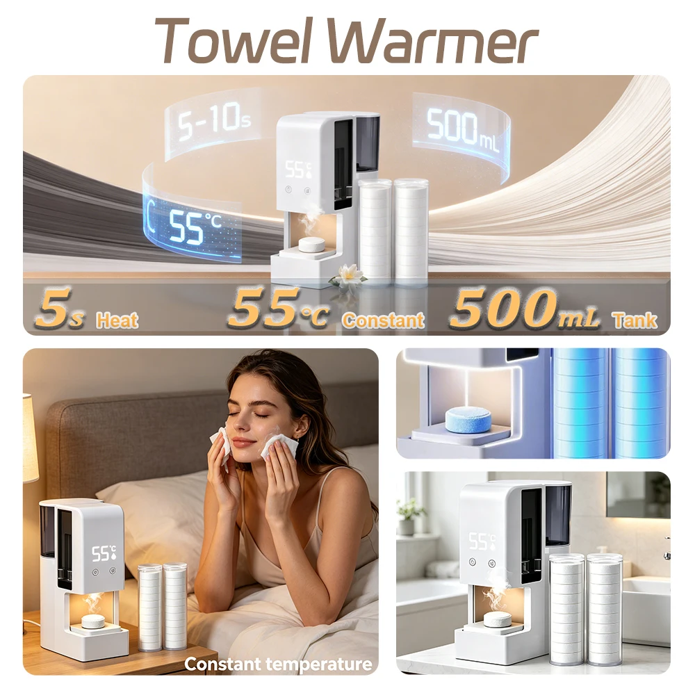 Factory Towel Warmer 131°F Constant Temp Auto-Dry Towel Heater for Spa Facial Bathroom Home with 2 Rolls Towel OEM