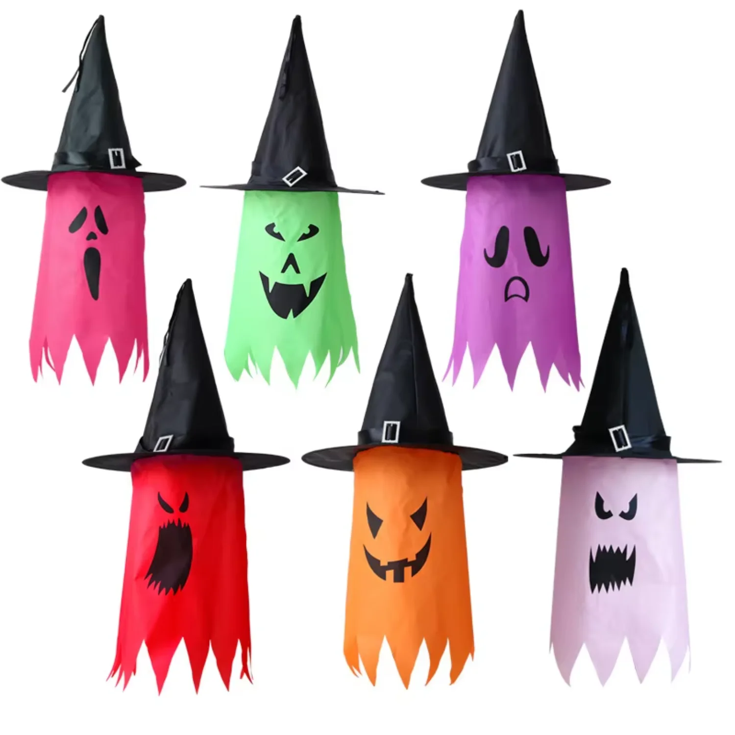 

LED Halloween Decoration Hat Colorful Glowing Witch Hat Venue Layout Props Glow Wizard Hat Ghost Pendant