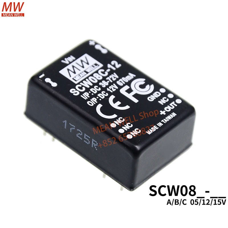 MEAN WELL Switching Power Module 8W DC-DC Regulated Single Output Converter SCW08B-05 SCW08C-12