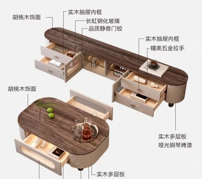 خزانة تلفزيون إسكندنافية فاخرة وحديثة وبسيطة من الخشب الصلب، خزانة صغيرة عملية وأنيقة #1