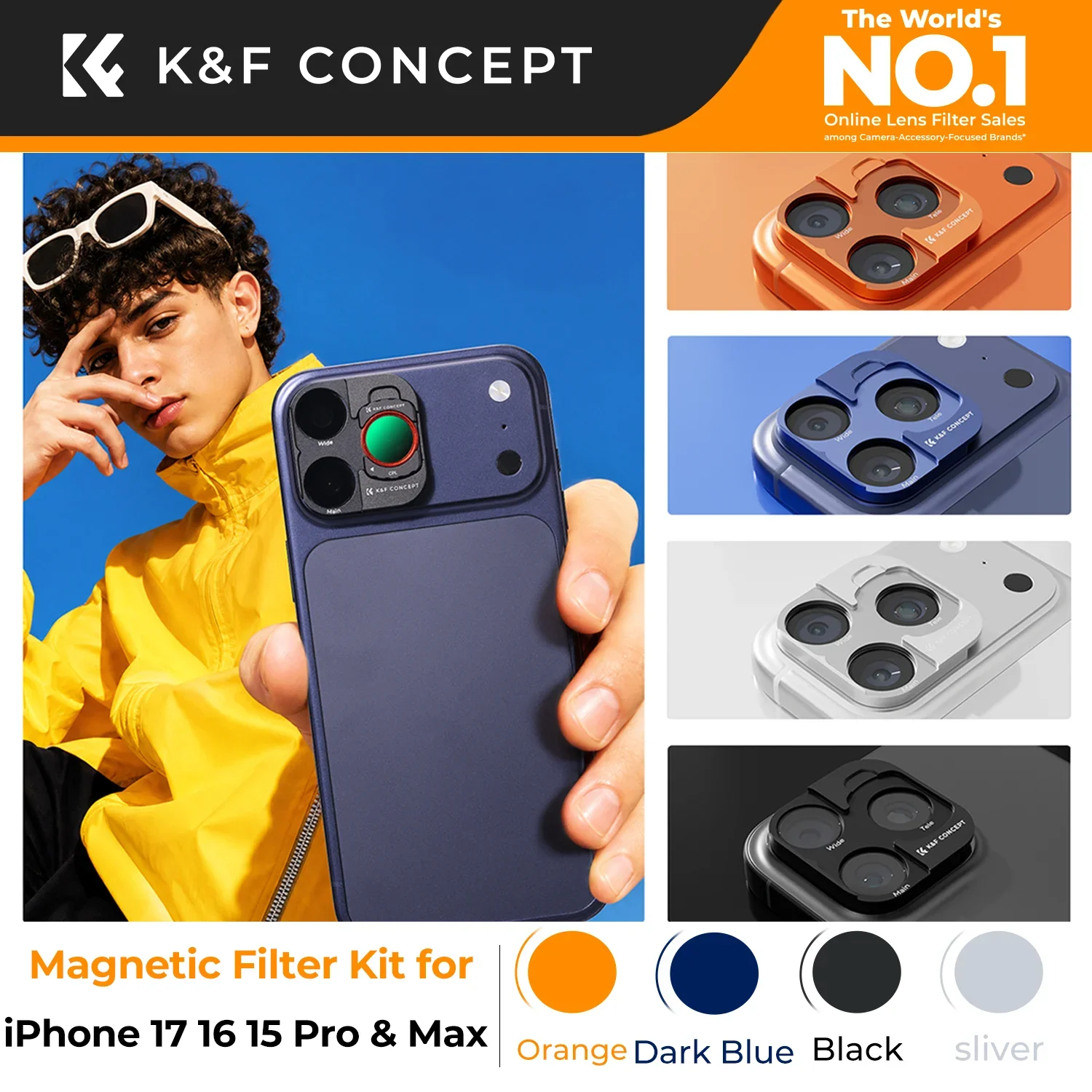 K&F CONCEPT ND CPL Black Mist Filter Set für iPhone 17 16 15 Pro Max Weitwinkelobjektiv für Pocket 4/3 Filter mit Magnetischer Halterung