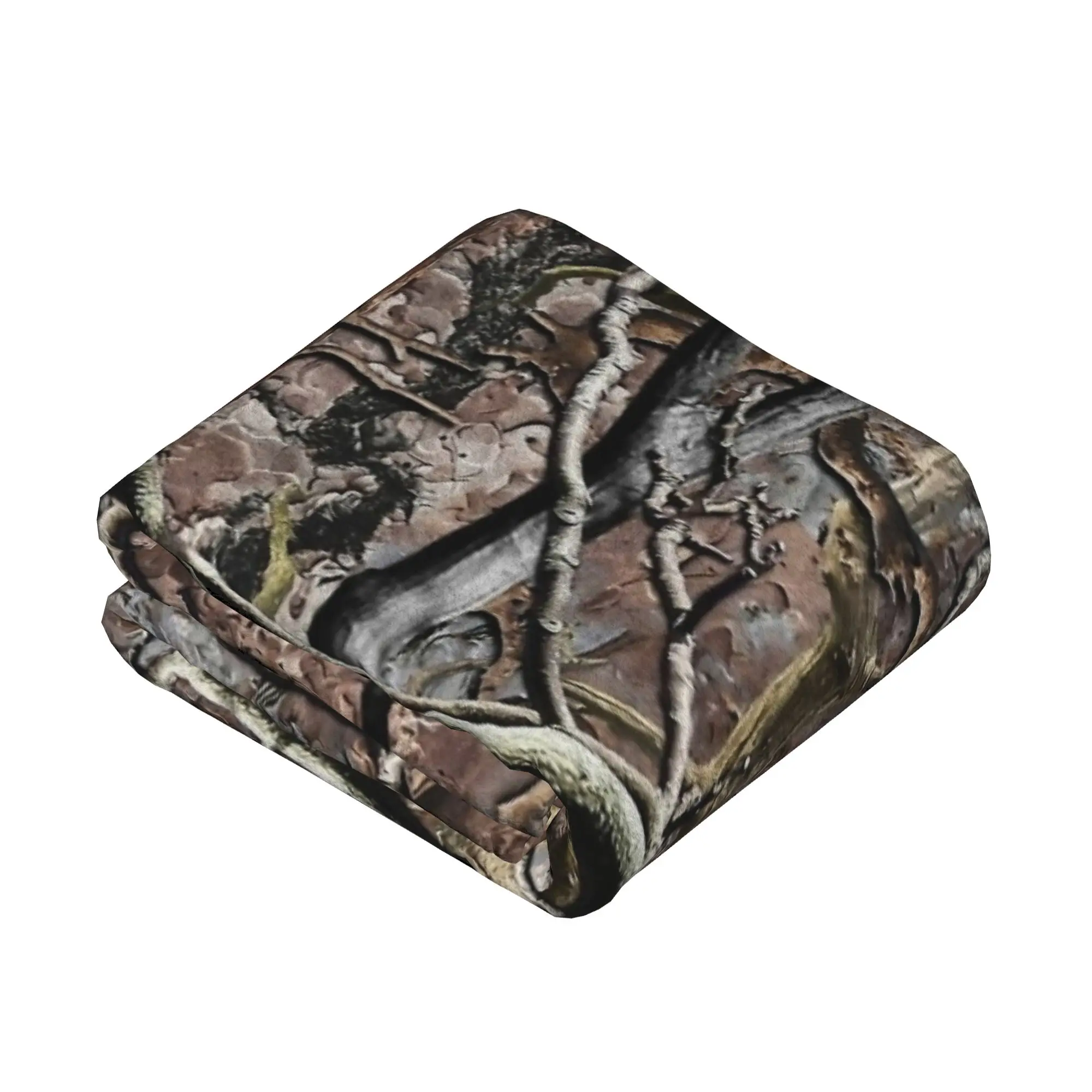 Tree Camouflage Fleece Throw Blankets Hunting Camouflage Pattern Blankets for Bed Travel Soft Plush Thin Quilt