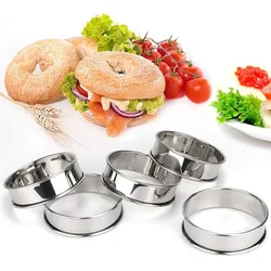 5Pcs Muffin Tart Rings Stainless Steel Kitchen Biscuit Double Rolled Baking Circle Tart Ring Fruit Pie Cake Cookie Molds 8cm