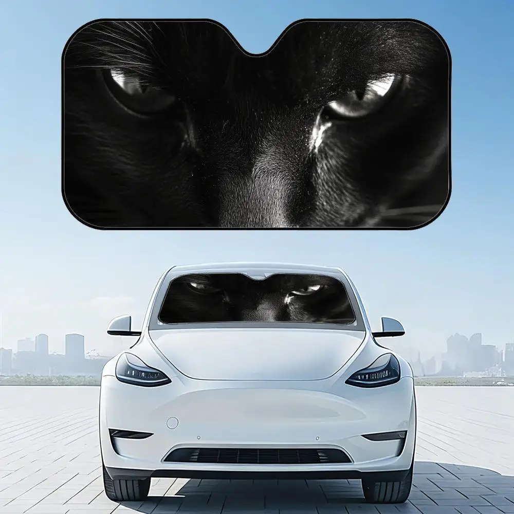 

Black Cat Eyes Sun Visor Reusable Aluminum Foil Car Windshield Sun Visor UV Protector Heat Insulation Cover Shade