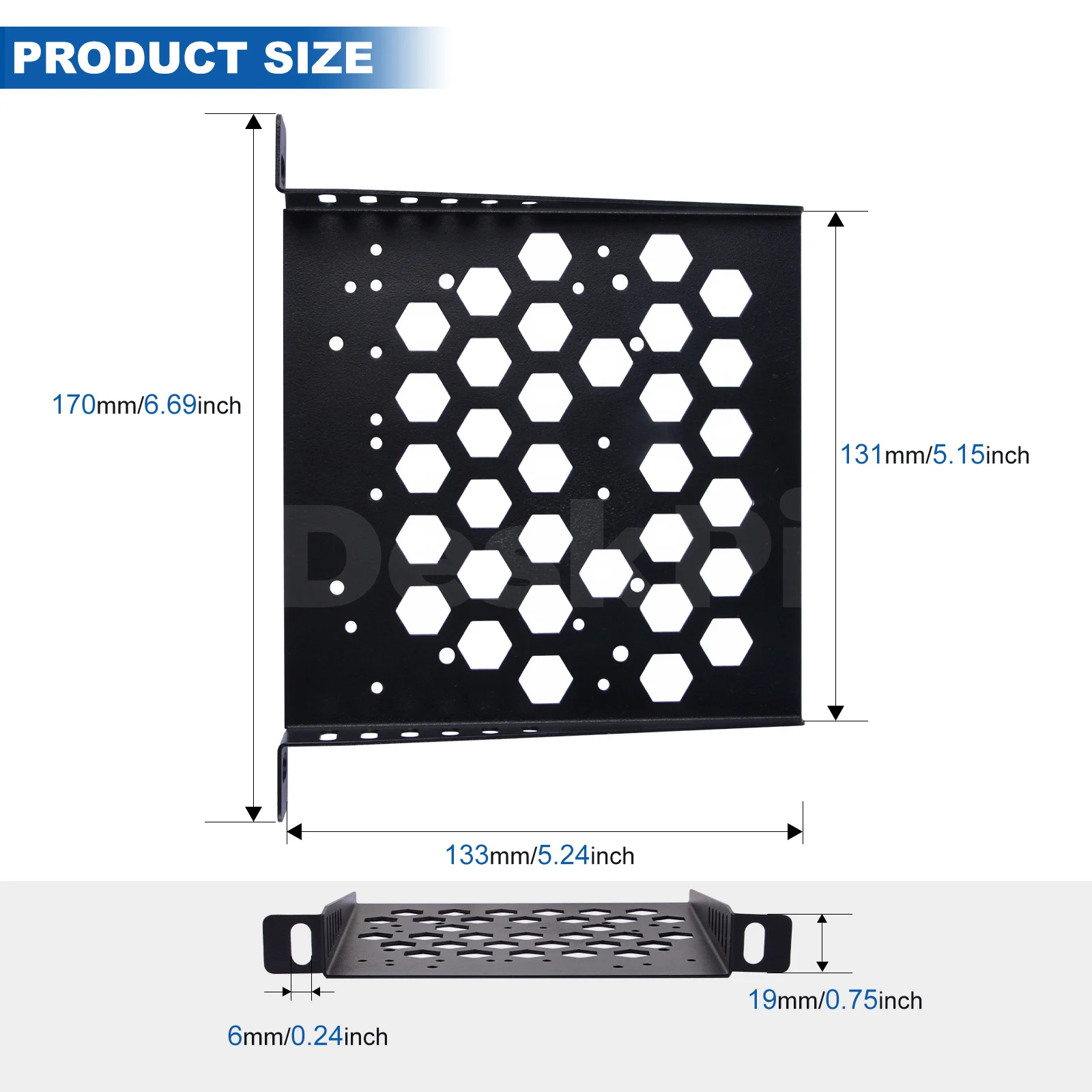 DeskPi RackMate Accessories 7-inch 0.5U Rack Shelf for TT Server Rack/Network Cabinet