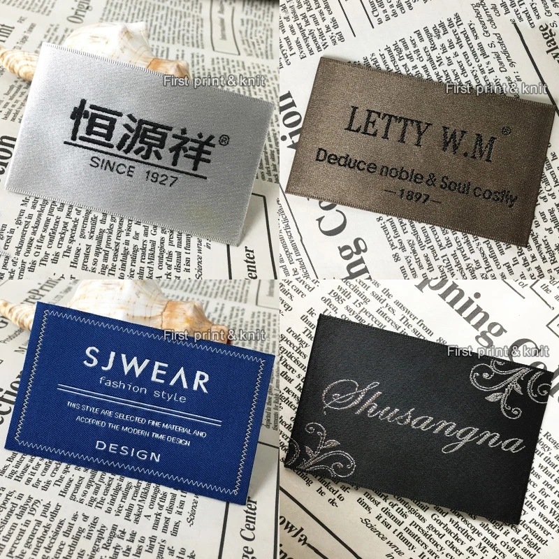 Free Shipping Customized Garment Woven Labels Washable Care Embroidered Satin Cotton Printed Label Brand Logo Hangtags Custom