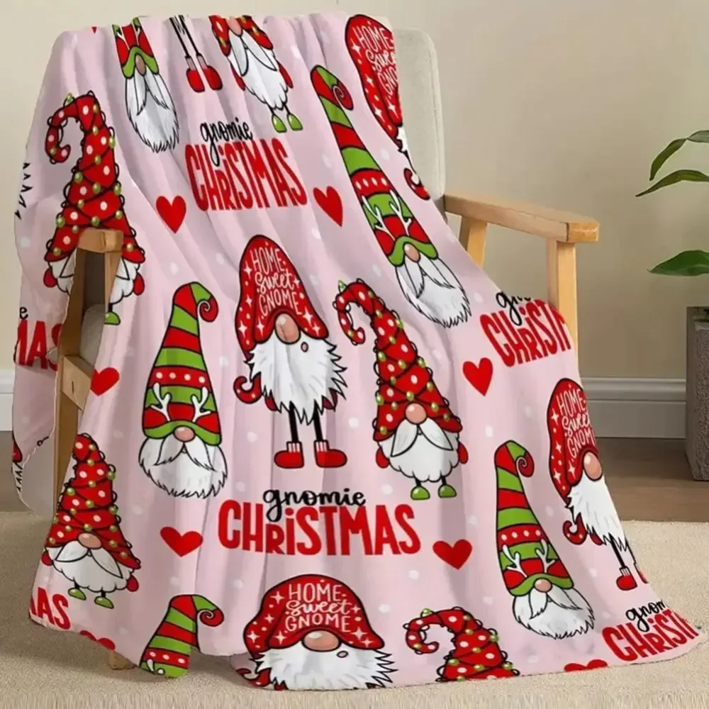 Christmas Gnome Friends Flannel Blankets New Year Awesome Throw Blankets for Home Hotel Sofa 200x150cm Rug Piece