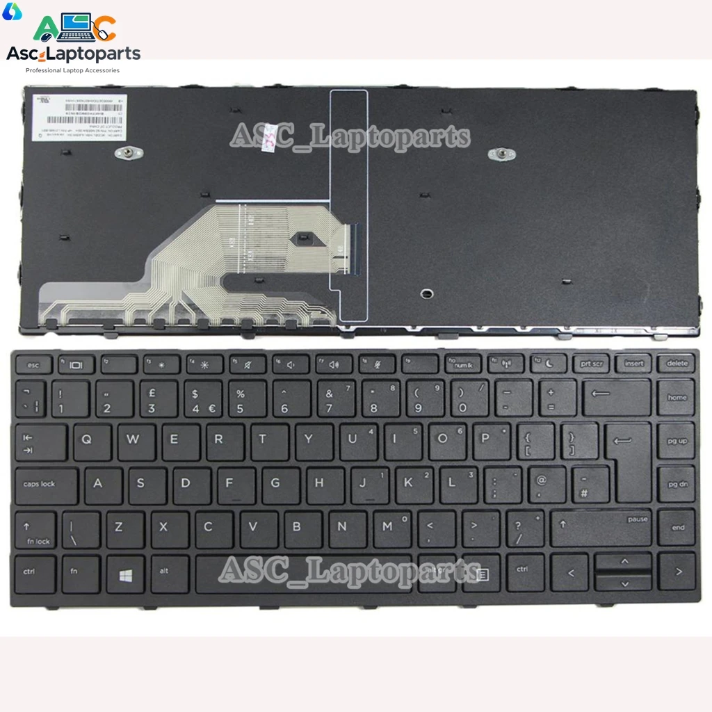 New UK QWERTY Keyboard For HP Probook 430 G5 440 G5 445 G5 640 G4 640 G5 645 G4 Laptop Black Frame Black, NO BACKLIT