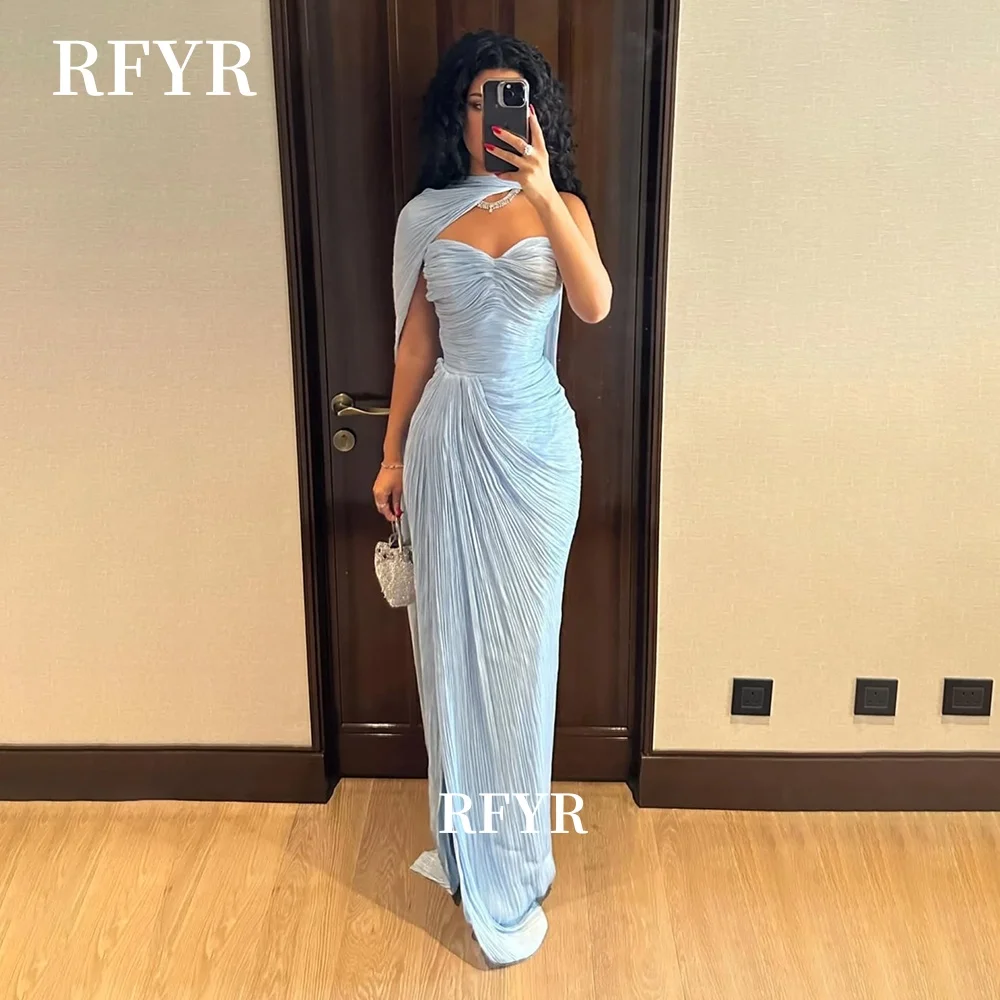 RFYR Abito da festa senza spalline con pieghe Abito da sera con spacco alto Abito da gala per celebrità per donne arabe Abiti personalizzati