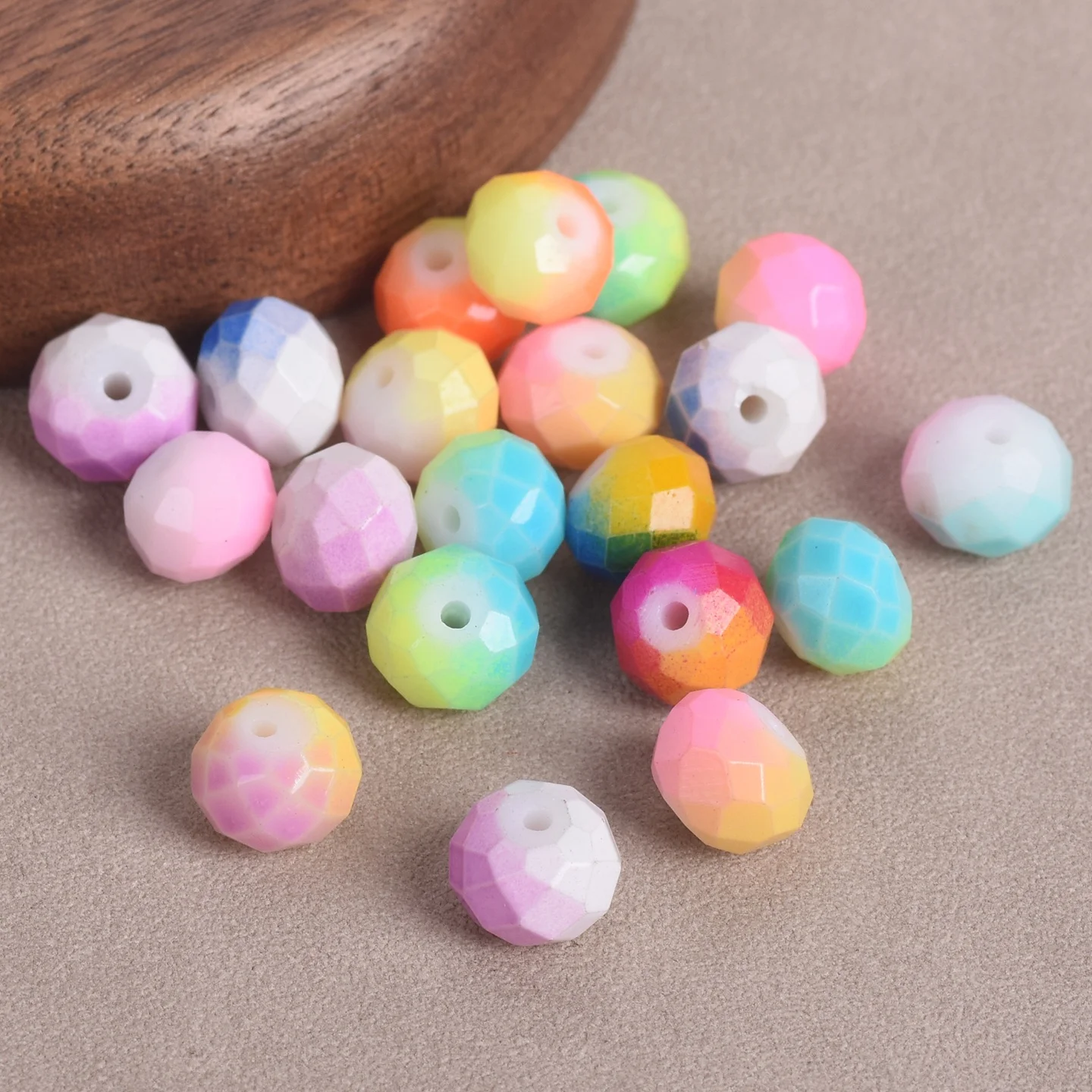 

40pcs Rondelle Faceted Rainbow Coated Opaque Glass 10mm(10x7mm) Loose Spacer Beads For Jewelry Making DIY Crafts Findings