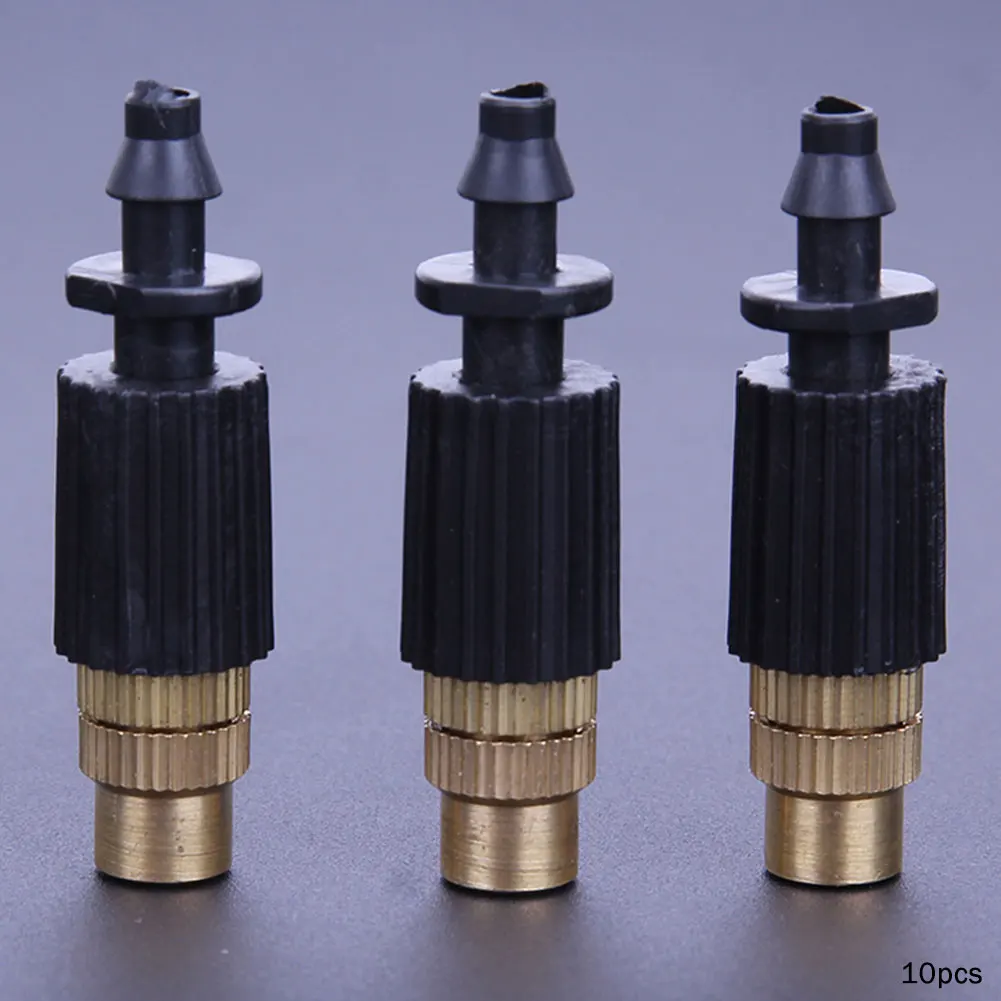 10Pcs Adjustable Copper Spray Nozzle Drip Irrigation Sprayer Nozzle Atomization Copper Nozzle for Lawn Vegetables Greenhouse