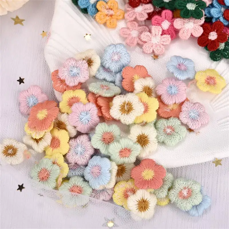 50Pcs Mixed Colors Flower Appliqued Lace For DIY Crafts Sewing Accessories Handmade Materials Wedding Supplies Home Decoration