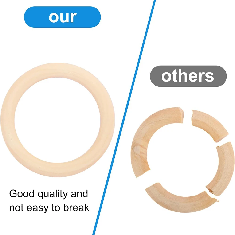 Natural Unfinished Wood Rings 10Pcs, Smooth Uncoated Wooden Circles for DIY Crafting,  Pendant Connectors, Handmade Jewelry Maki