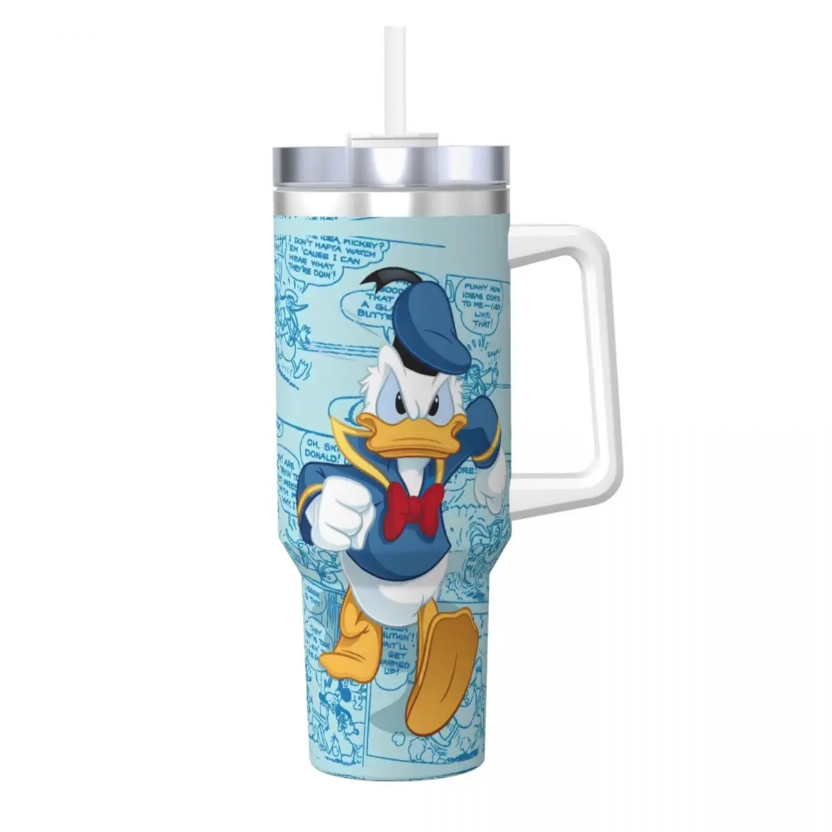 

Donald Duck 40 oz Tumbler with Handle and Straw Lid Stainless Steel Insulated Tumblers Travel