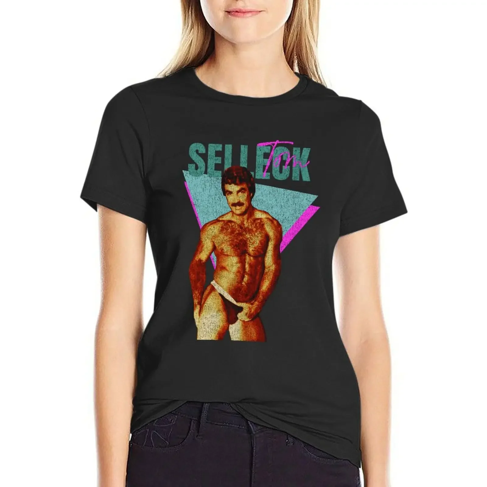 

Винтажная потертая футболка Tom Selleck, блузка, винтажная одежда, модная женская блузка 2024