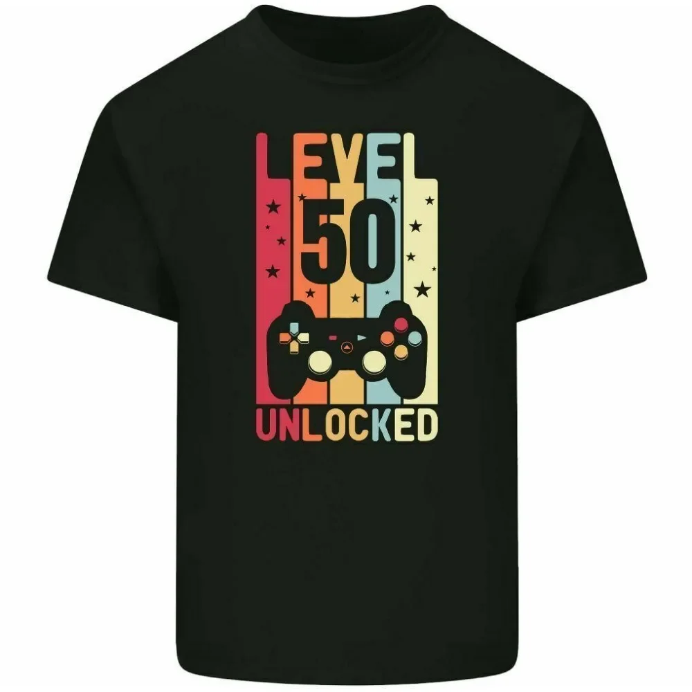 50th Birthday T-Shirt 1974 Mens Funny LEVEL UNLOCKED 50 Year Old Gaming Tee Top XS-3XL