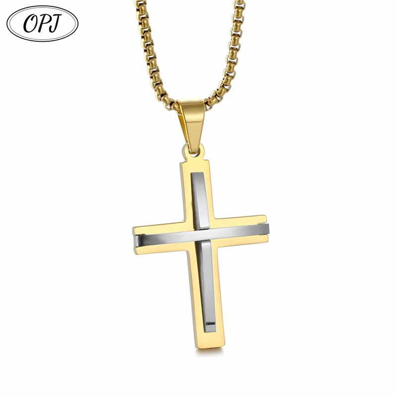 Fashion Stainless Steel Cross Pendant Necklace Unisex Punk Chain Charm Jewelry for Boys Girls Cool Gift