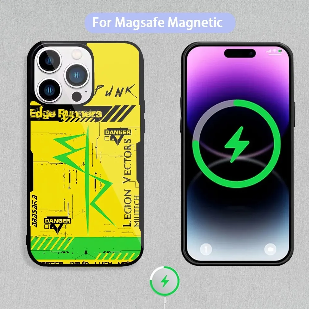 C-Cyber S-Style P-Punks Phone Case For Magnetic Inductive Charging iPhone 11 12 13 14 15 Max Pro Mini Plus Shell