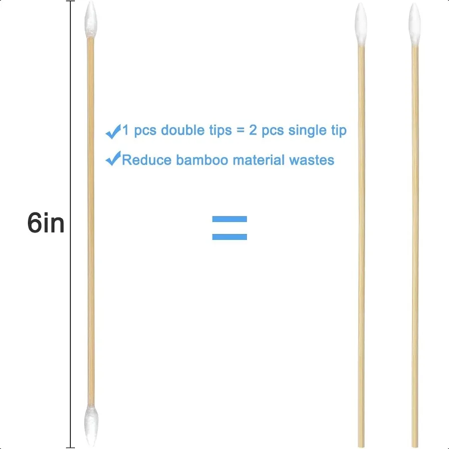 200 400 Uds hisopos de limpieza de pistola con puntas de doble punta palos de bambú resistentes de 6 pulgadas hisopos de algodón largos sin pelusa para arma de fuego Mai